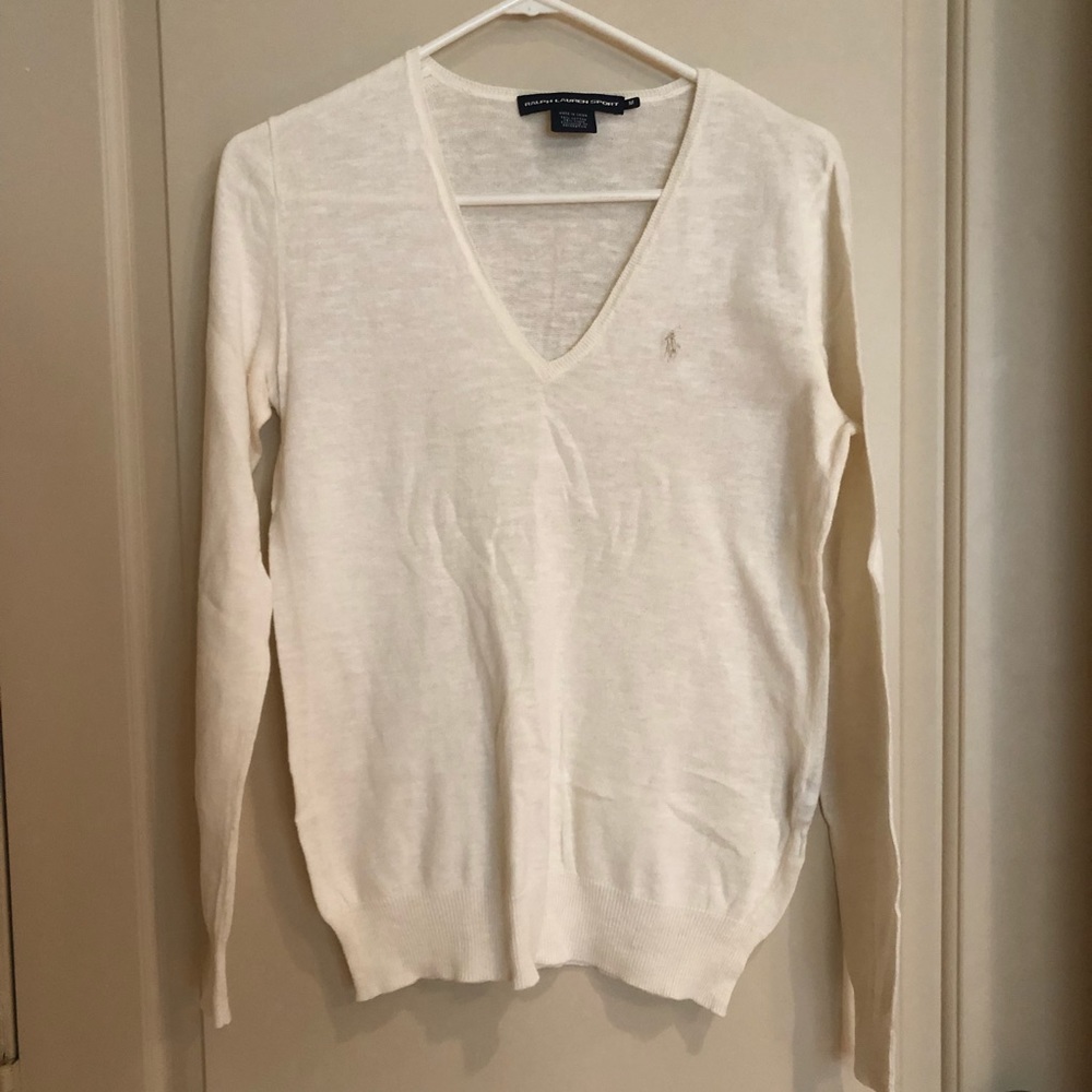 Ralph Lauren Sport white vneck sweater